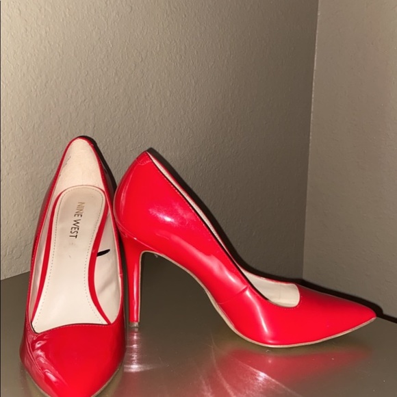 nine west red high heels